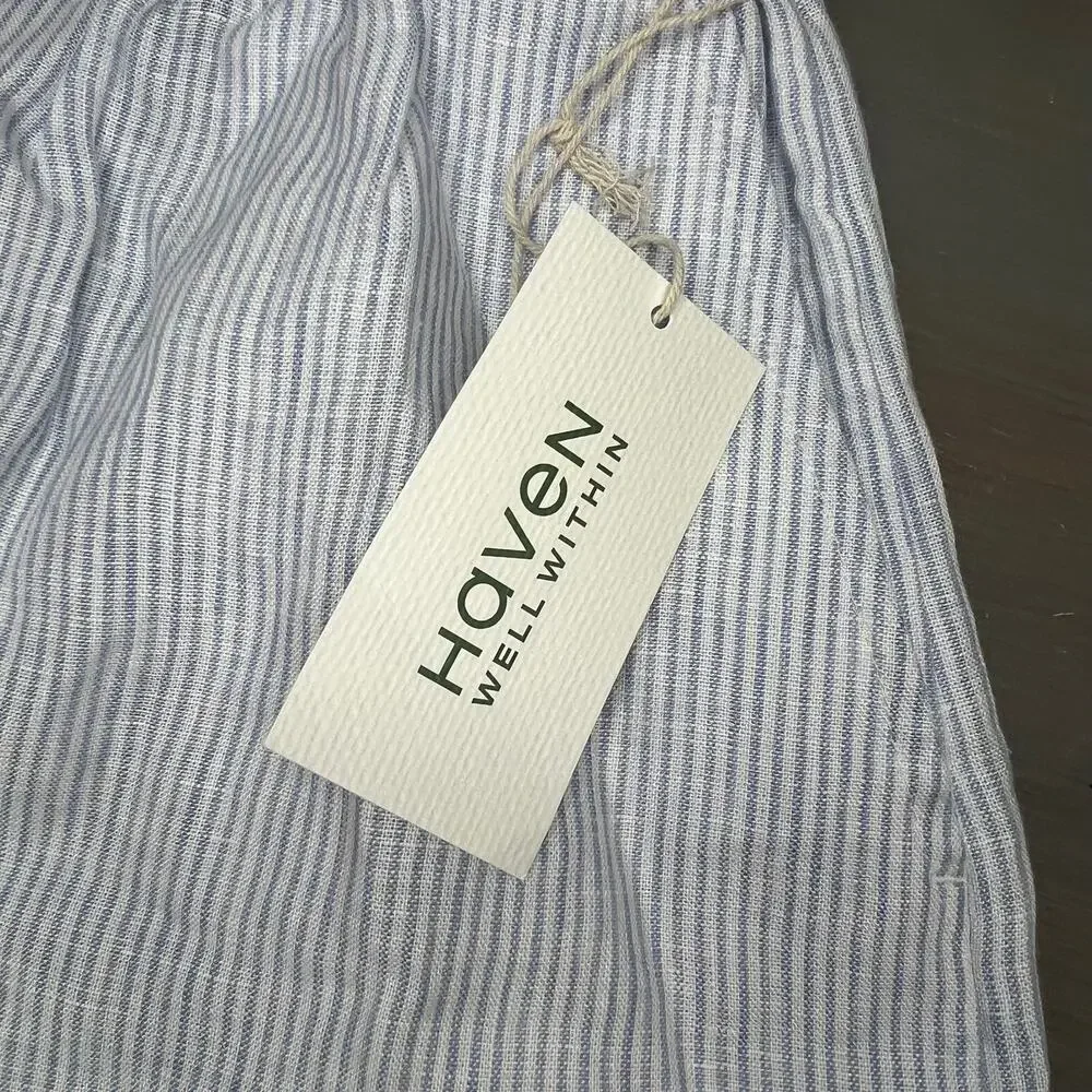 Haven well within blue striped linen shorts new with tag pull on high waist
